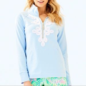 Lilly Pulitzer Light Blue and White Popover Jacket